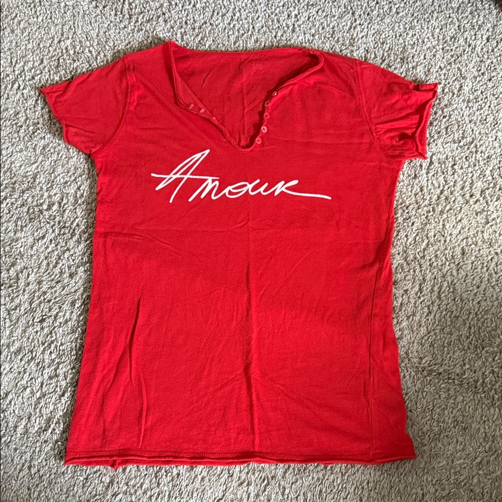 Zadig & Voltaire Red V-Neck 'Amour' Women Top